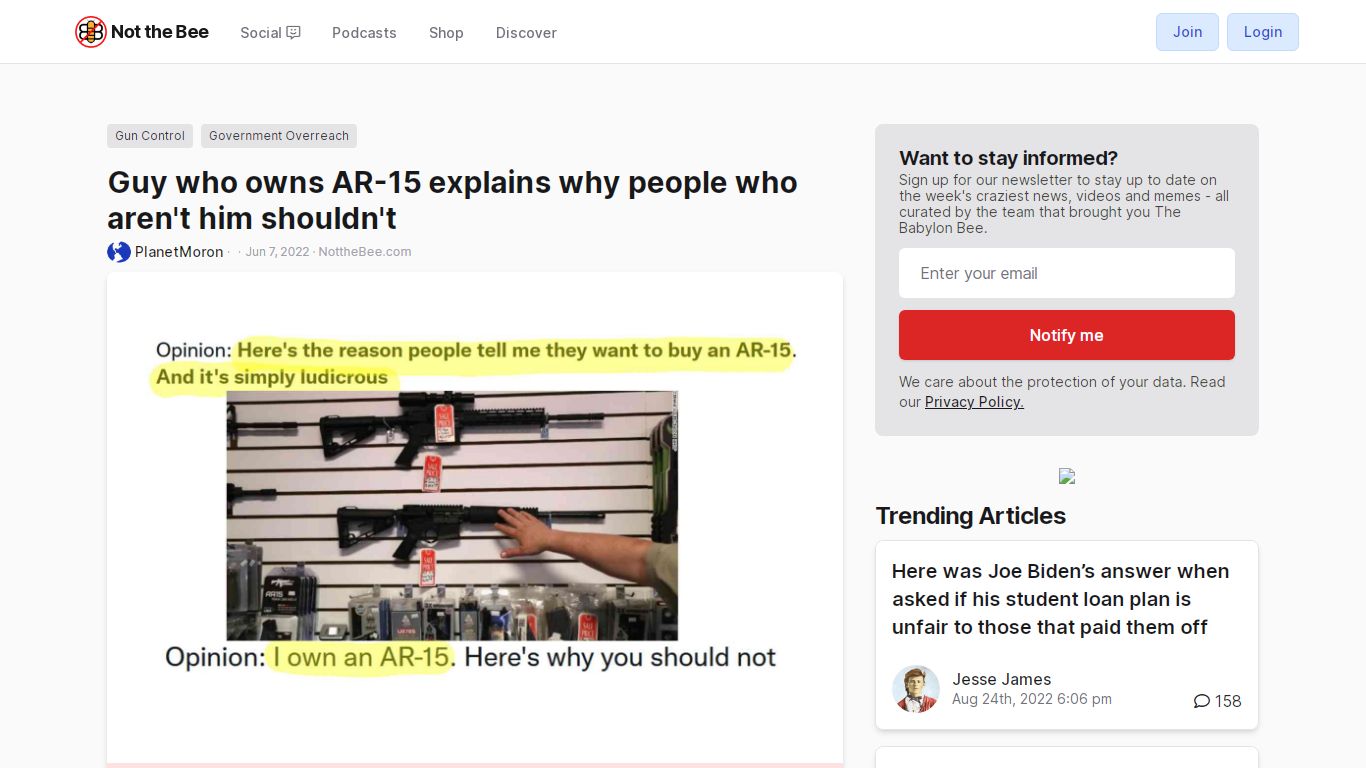 Guy who owns AR-15 explains why people who aren't him shouldn't | Not ...